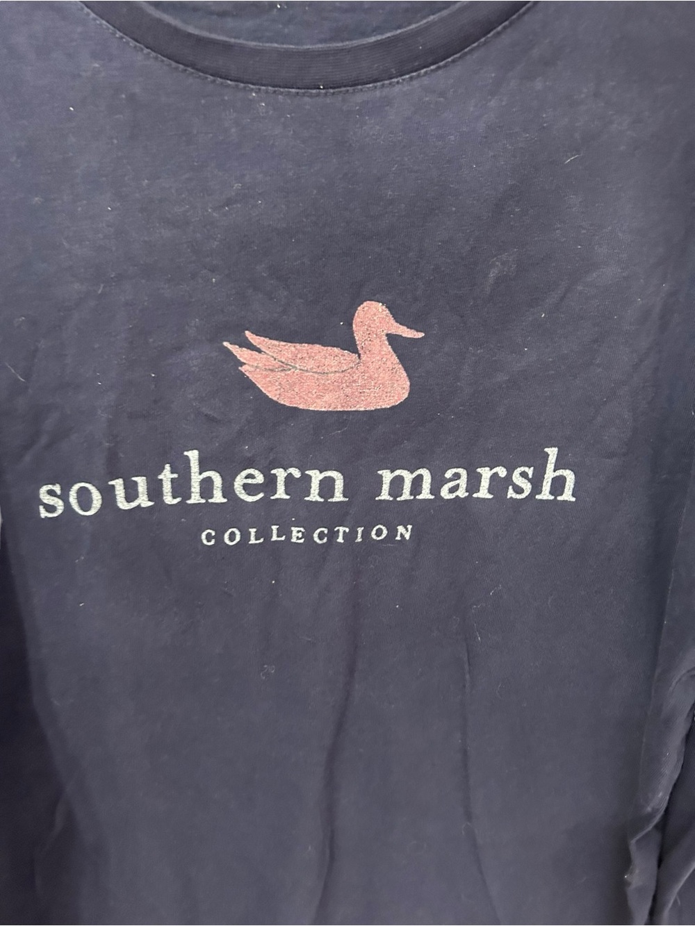 Southern Marsh Navy Tee with Pink Duck Graphic
